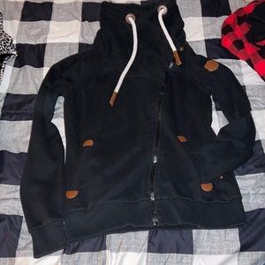 Wanakome black hestia cowl neck zip hoodie small